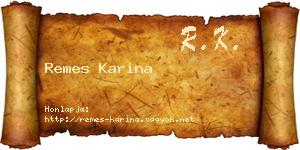Remes Karina névjegykártya